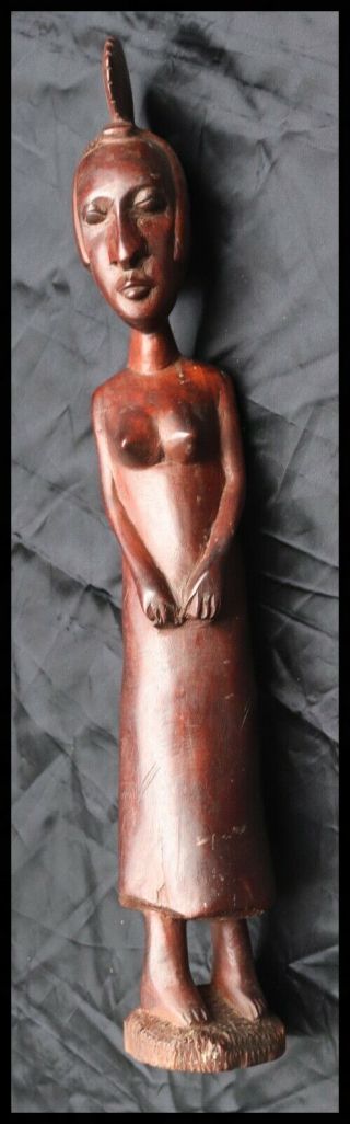 African Wooden Statue Vintage: Full Body Large 23 