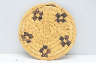 Pima Papago Flat Tray Bowl Trivet Woven Native American Coil Basket Indian 6 "