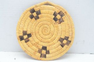 PIMA PAPAGO Flat Tray Bowl Trivet Woven Native American Coil Basket Indian 6 