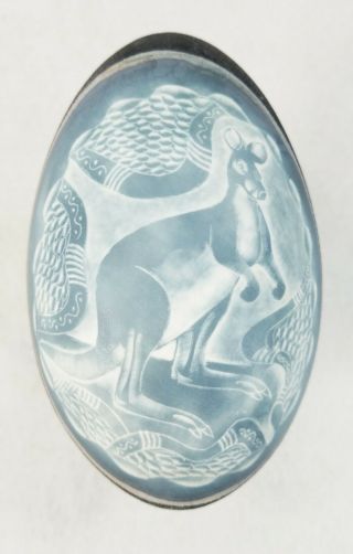 Emu Egg Hand Carved Engraving of Australian Kangaroo 2