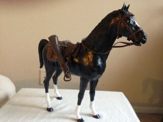 THUNDERBOLT JOHNNY WEST HORSE BLACK (complete tack) VINTAGE LOUIS MARX TOY 2