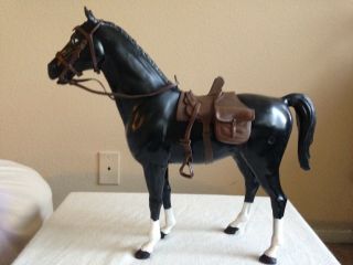 THUNDERBOLT JOHNNY WEST HORSE BLACK (complete tack) VINTAGE LOUIS MARX TOY 3