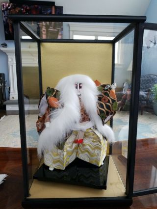 Rare 18 In Japanese Geisha Doll,  Handmade And In Display Case