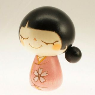 Usaburo No Mago Sosaku Kokeshi Sakura Girl Kwaii Wooden Doll Made In Japan