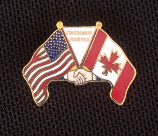 Canada And Usa Friendship Forever Lapel Hat Tie Pin - Two Flag Friend Pin -