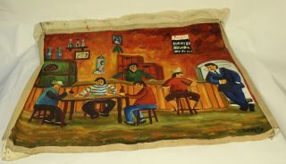 Francisco Yarleque Antunez Chusty Barranco Lima Peru Bar Oil On Canvas Painting