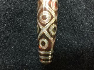 Pure Tibetan Brass Inlay Agate Dzi Longevity 9Eyed Bead A128 3