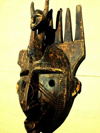 Wooden African Mask Carved Hand Tribal Wall Vintage Art Decor Hanging