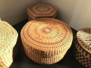 4 Vintage Tribal Native American Indian Woven Baskets With Lids Northwest? 3