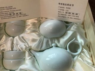Kungfu Teaset Scrics Tea Set 6 Pc Box Booklets Chinese Celadon Huaguang Zibo
