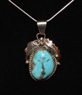 Necklace Turquoise Mountain & Sterling Silver Native American Navajo H Begay
