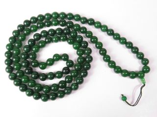 Vintage Natural Chinese Jade Beads Necklace Dark Green HUGE Weighs 323 Grams 3