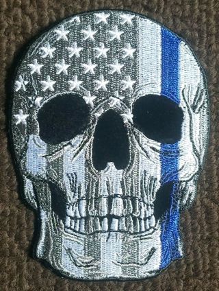 Usa Skull Flag Blue Lives Thin Blue Line Law Enforcement Police Patch