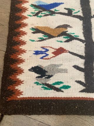 Navajo Wool Tree Of Life Rug Vintavge Native American Textile 2