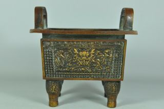 Fine Old China Chinese Bronze Ding Censer Burner Scholar Art