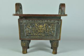 Fine Old China Chinese Bronze Ding Censer Burner Scholar Art 3