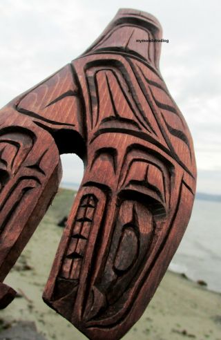 Northwest Coast First Nations native wood Art carved Jumping Whale,  Gino Seward 2