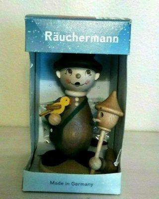Erzgebirge German Rauchermann Handmade Wood Incense Smoker Boy Collectible C117