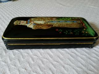 RUSSIAN LACQUER BOX FEDOSKINO VILLAGE FROG PRINCESS SIGNED AND INSCRIBED 3