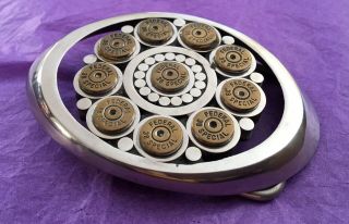 VTG STAINLESS STEEL Oval Circular Chambers 38 SPECIAL Bullet Casings BELT BUCKLE 2
