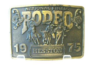 Vintage 1975 HESSTON National Finals Rodeo Brass Collector Belt Buckle Ltd Ed 2