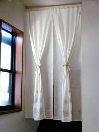Double Noren Japanese Hanging Door Curtain Ribbon Beige Cotton 85 150cm Japan
