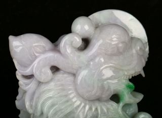 Cert ' d 2 Color Nature Grade A jadeite Jade Statue Sculpture dragon fish r219382 3