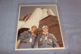 Official Nasa Space Shuttle Astronauts Young & Crippen With Orbiter At Pad