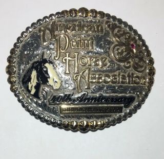 Vtg Western Gist APHA 40th Anniversary Bronze Silverplate Belt Buckle 2