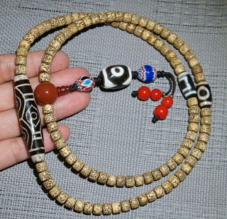 Tibetan Old Agate 3/6 Eye Dzi Beads Amulet Pendant Hand String Prayer Beads