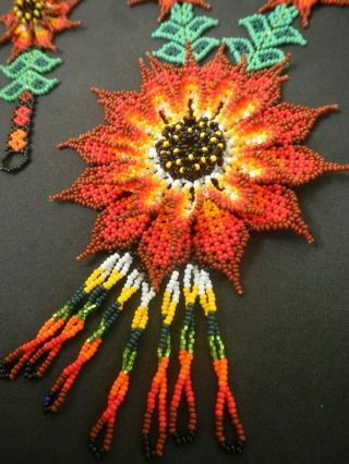 Jewelry Beaded Peyote Set Flower Bracelet Necklace Huichol Mexican Folk Art 19 