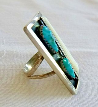 Zuni F.  Panteah Ring Mother of Pearl Turquoise Sterling Silver 13.  4 Grm Sz 7.  25 2