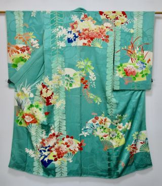 Japanese Kimono Silk Antique Middle Sleeve Furisode / Fine Vintage Furisode /29