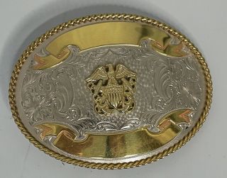 Montana Silversmiths Us Navy Double Anchor Trophy Buckle
