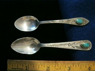 2 Vintage Navajo Sterling Silver Spoons 3 7/8 