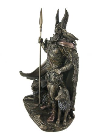 Norse God Odin Bronze Finish Statue Viking Pagan 2