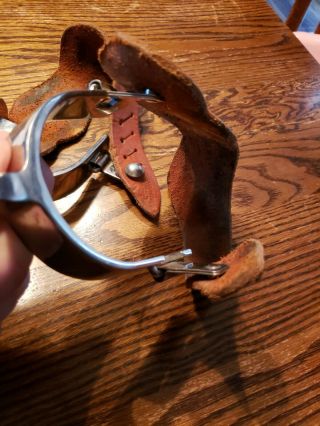 Old Western Cowboy Spurs - 14 point Rowels Buckaroo Leather Straps 3