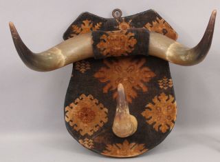 Antique American Western Early 20thC Arts & Crafts,  Steer Horn Coat Rack,  NR 3