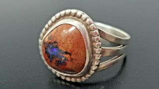 Vintage Sterling Silver Navajo Opal Band Ring Size 8