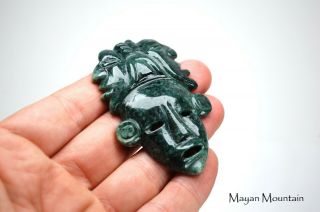 Medium Mayan Face Jade Pendant Warrior Guatemalan Jadeite Maya Burial Mask