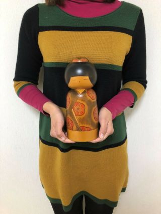 Japanese Sosaku Kokeshi Doll By Tanaka Nobue 9.  5 Inches 24 Cm