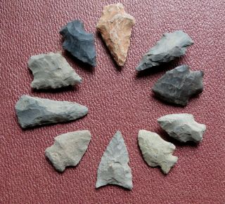 Fine Group Of 10 Arrowheads From Lancaster County Pa - Native American Indian