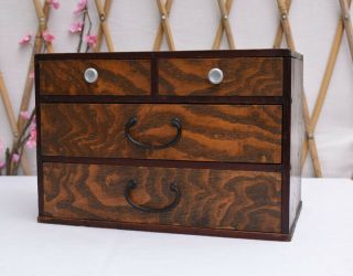Japanese Wood Box,  4 Drawer Personal Chest,  Jewelry Box,  Hikidashi