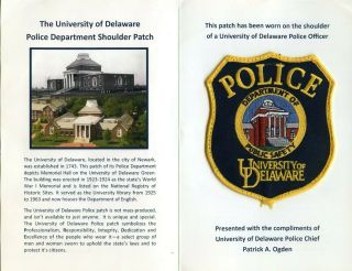 Presentation Folder & University Of Delaware De Police Patch