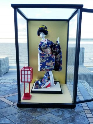 18 In Japanese Geisha Doll,  Handmade And In Display Case