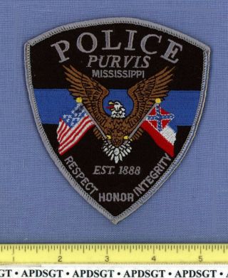 Purvis Mississippi Sheriff Police Patch Civil War Csa Battle Flag Thin Blue Line
