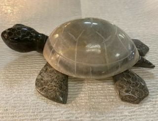 Hand Carved Stone Turtle 6 Inches Long By American Eskimos