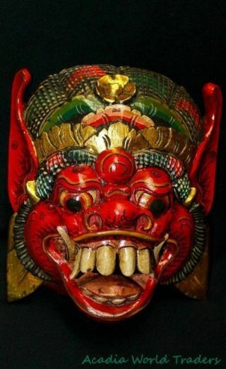Balinese Mask Boma Barong Hindu Rakshasa Demon Bali Wall Art Hand carved wood 2