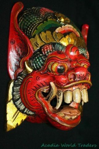 Balinese Mask Boma Barong Hindu Rakshasa Demon Bali Wall Art Hand carved wood 3