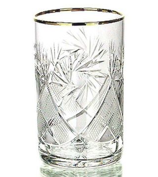 Set of 5 Russian Tea Glass Holders Podstakannik w/ 24K Gold Trim Crystal Glasses 2